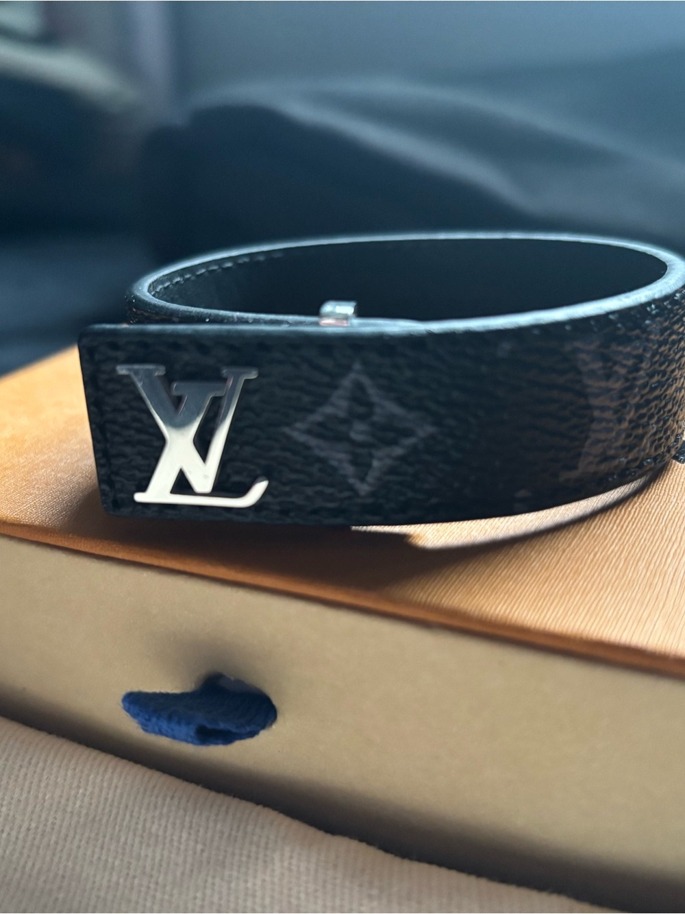 Louis Vuitton Black Monogram Leather Bracelet